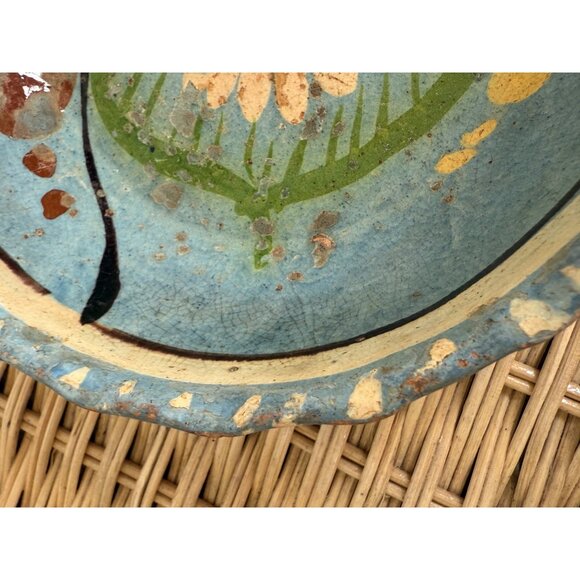 Vintage 30's Tlaquepaque Mexico Pottery Nesting Bowls Blue Floral - Picture 11 of 16
